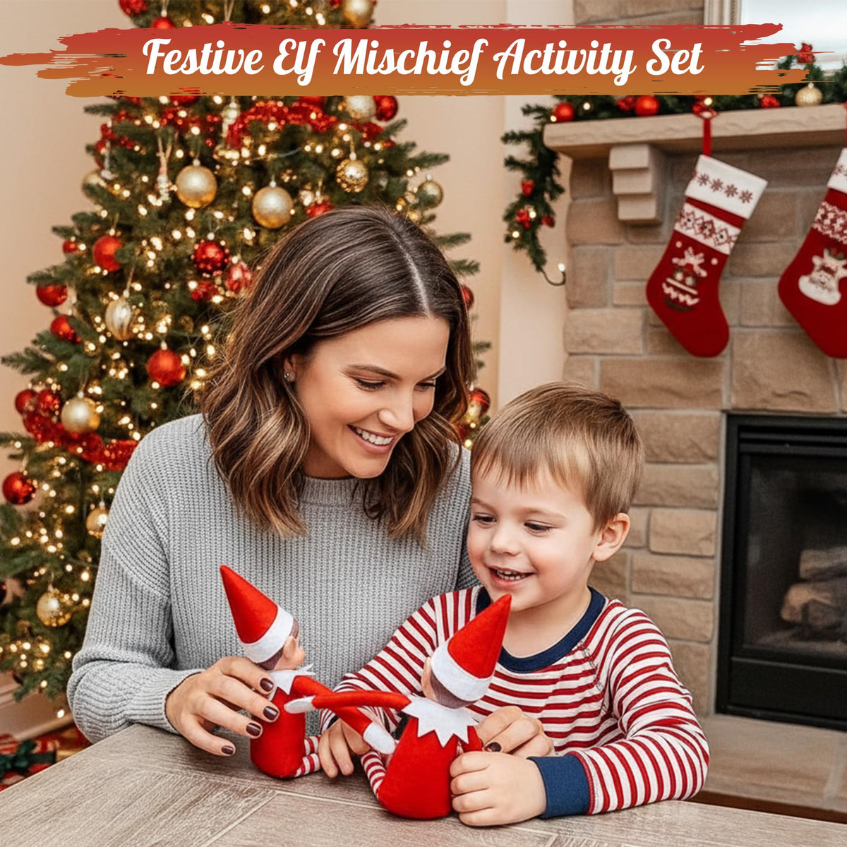 Share Elves Behaving Badly Christmas Eve Box - 2x12'' Soft Toy, 2xSleeping bags & more