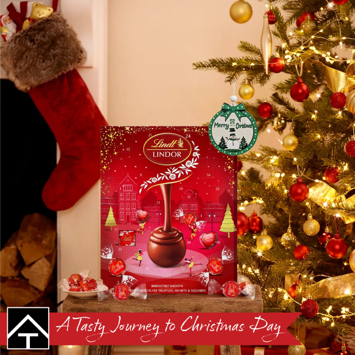 Milk Lindt Chocolate Advent Calendar 2026 - Luxury Red 24 Days Christmas Countdown Calendar 235g