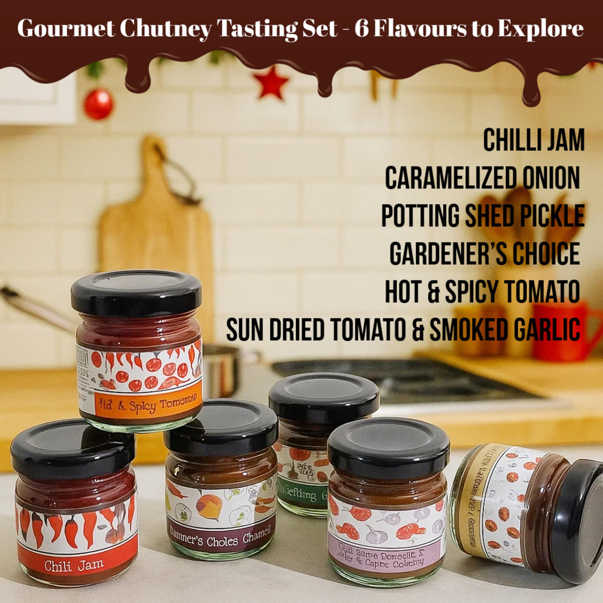 Cheese Wedges, Chutney & Cheeseboard Set
