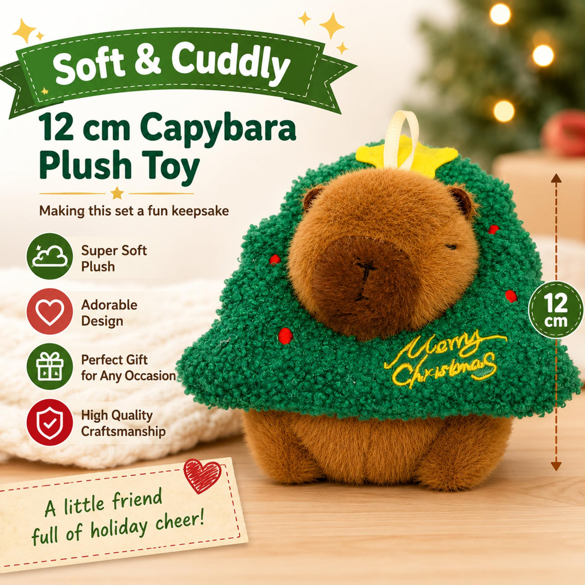 Capybara Christmas Gift Set for Kids - Ceramic Capybara Mug with Soft Plush Toy, 30g Jelly Beans & more