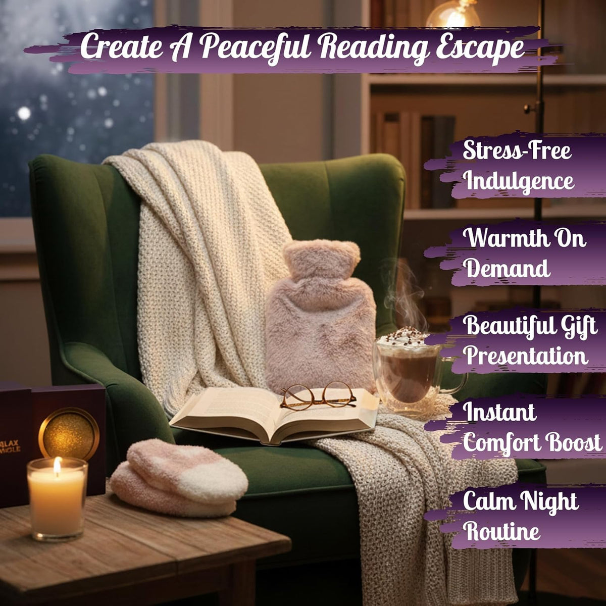 Cosy Escape Gift for Her - Luxury and Sweet Hot Water Bottle Hamper for Women