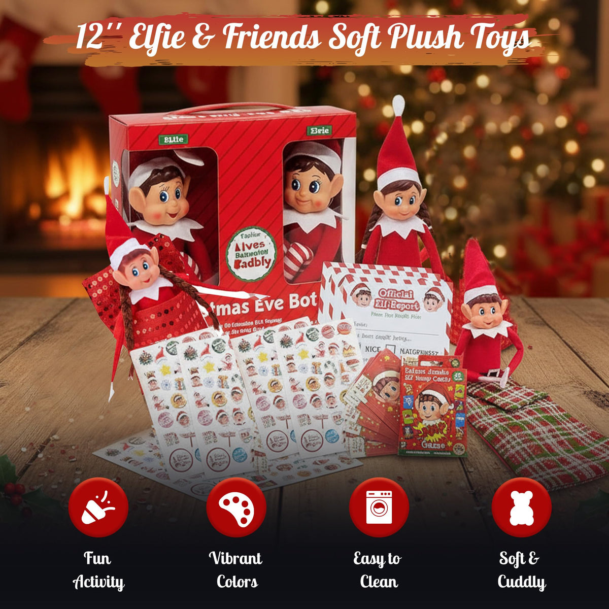 Share Elves Behaving Badly Christmas Eve Box - 2x12'' Soft Toy, 2xSleeping bags & more