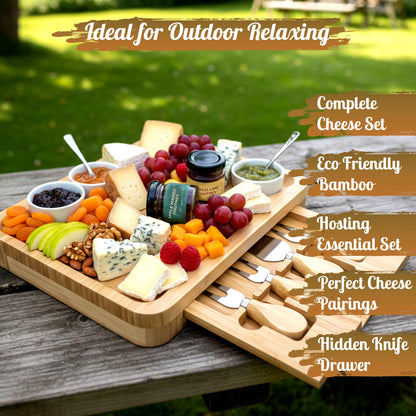Cheese Board Serving Gift Set with Chilli Lime 38g & Apple Mango 38g Chutneys, Cheeseboard & Dipping Bowls