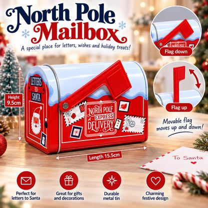 Christmas Post Box Biscuit Tin - Pole Express Delivery Mailbox Tin Filled with Shortbread Fingers 200g