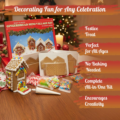 Mini Gingerbread House Kit - Build & Decorate Your Own 4 piece Gingerbread Christmas Village 735g