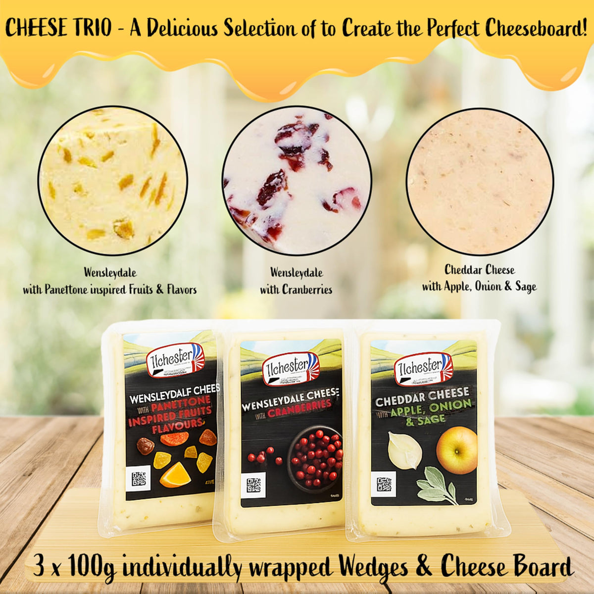 Cheese Wedges, Chutney & Cheeseboard Set