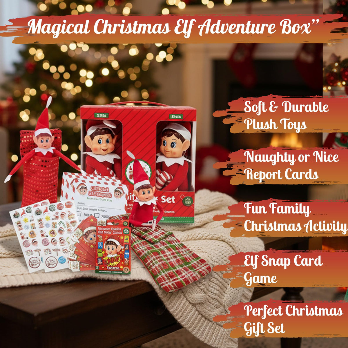 Share Elves Behaving Badly Christmas Eve Box - 2x12'' Soft Toy, 2xSleeping bags & more