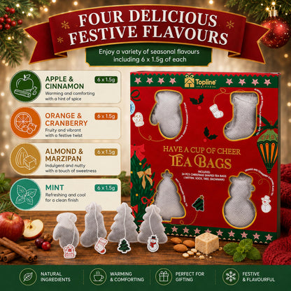 Christmas Tea Selection Gift Box – 24 Tea Bags Flavoured Tea Selection of Herbals & Fruits