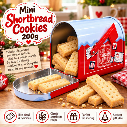 Christmas Post Box Biscuit Tin - Pole Express Delivery Mailbox Tin Filled with Shortbread Fingers 200g
