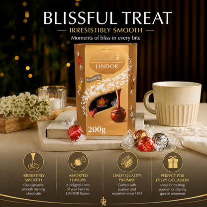 Lindt Chocolates Hamper - Chocolate Bars 4 x 38g, Assorted Truffles 200g & & Swiss Milk Chocolate 300g
