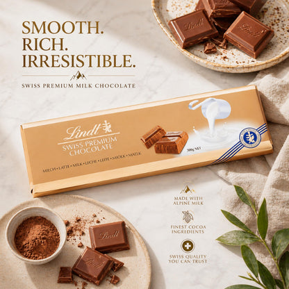 Lindt Chocolates Hamper - Chocolate Bars 4 x 38g, Assorted Truffles 200g & & Swiss Milk Chocolate 300g