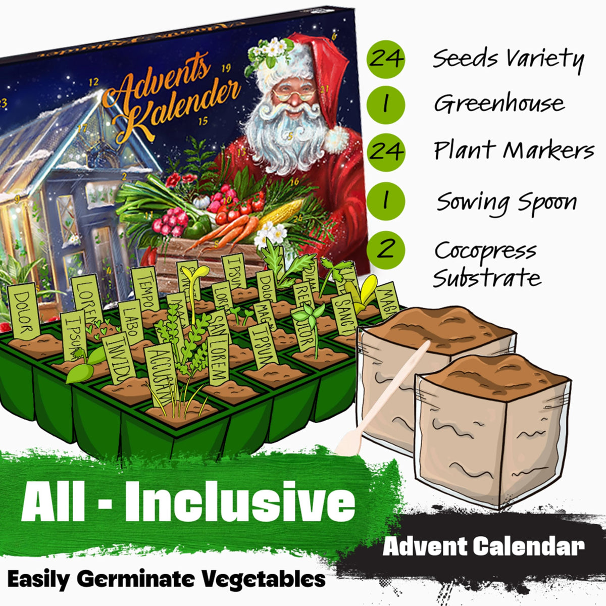 Seeds Advent Calendar 2026 for Garden Gifts - 24 Days Christmas Countdown