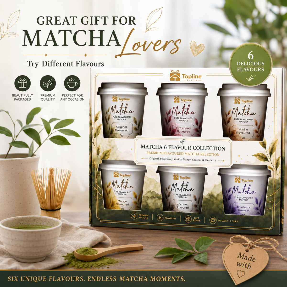 Flavoured Matcha Tea Selection Gift Set – Premium 6 x 5g Matcha Set
