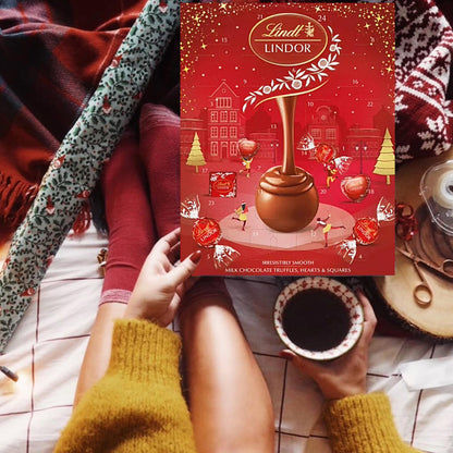 Milk Lindt Chocolate Advent Calendar 2026 - Luxury Red 24 Days Christmas Countdown Calendar 235g