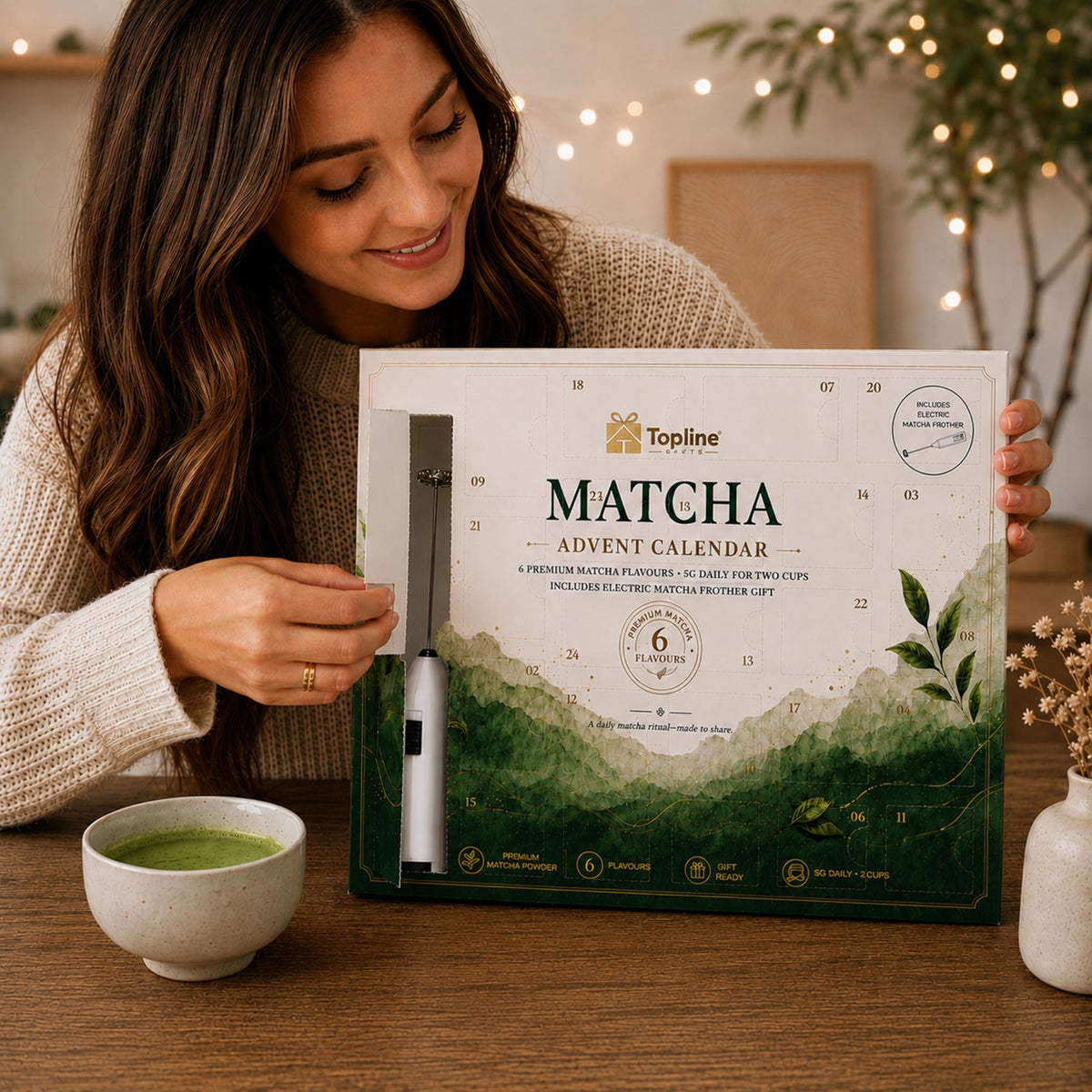 24 Days Matcha Advent Calendar 2026 with Electric Frother