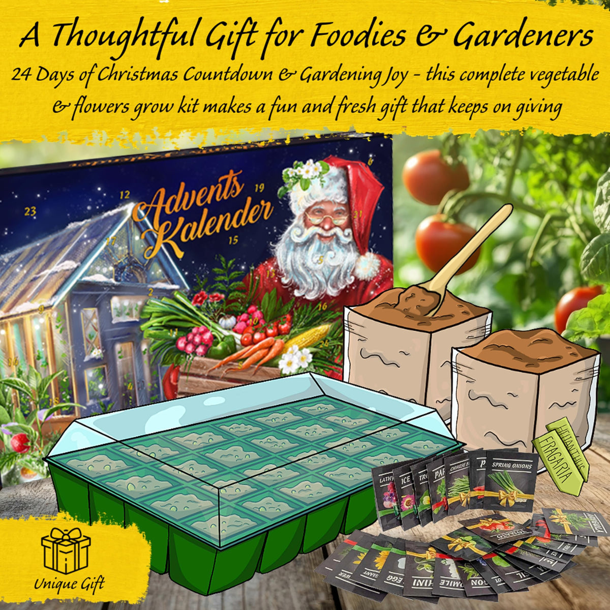 Seeds Advent Calendar 2026 for Garden Gifts - 24 Days Christmas Countdown
