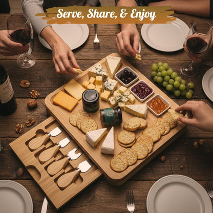 Cheese Board Serving Gift Set with Chilli Lime 38g & Apple Mango 38g Chutneys, Cheeseboard & Dipping Bowls