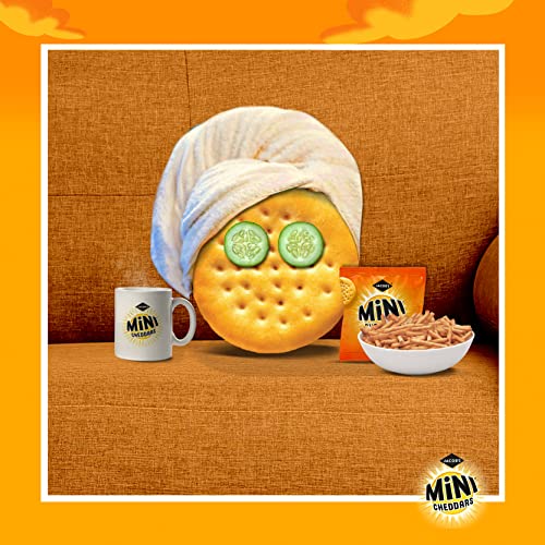 Mini Cheddars Snacks Bulk - Mega Value Box of 48 x 23g Original Cheddar Biscuits Baked with Real Cheese. Bar Snacks for Home Pub, Birthday Party Food or Lunchbox Snacks with Topline Card.