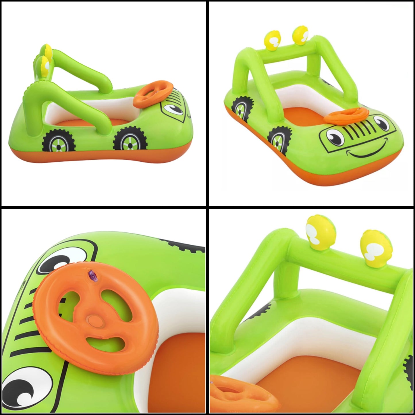Pool Inflatables Swimming Floats for Children - Car Design Baby Navigator Boat Swimming Pool Outdoor Toys. Inflatable Boat Pool Float with Topline Card. Great for Birthday Gifts, Garden Games