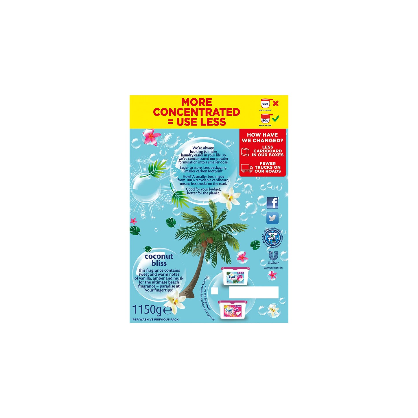 Surf Coconut Bliss for Fabric Care Laundry Powder for Brilliantly Clean Laundry Every Time 1.15 kg 23 Washes (Pack of 4)