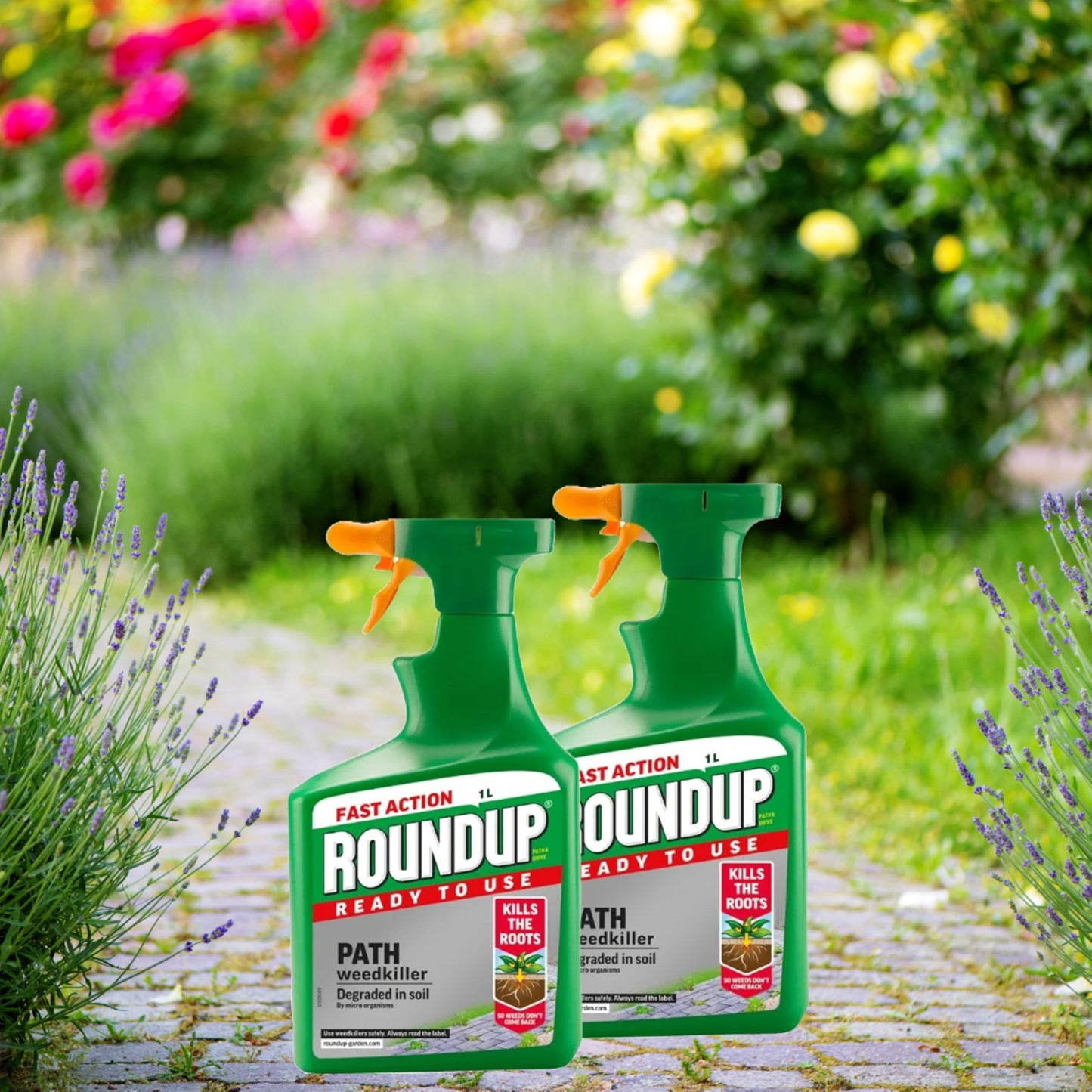 Garden Fast Action Weed Killer - Pack of 2 x 1L Ready To Use Path & Drive Concentrate Weedkiller Garden Sprayer Bundle with Topline Card. Weed Killer Extra Strong for Driveways, Paths