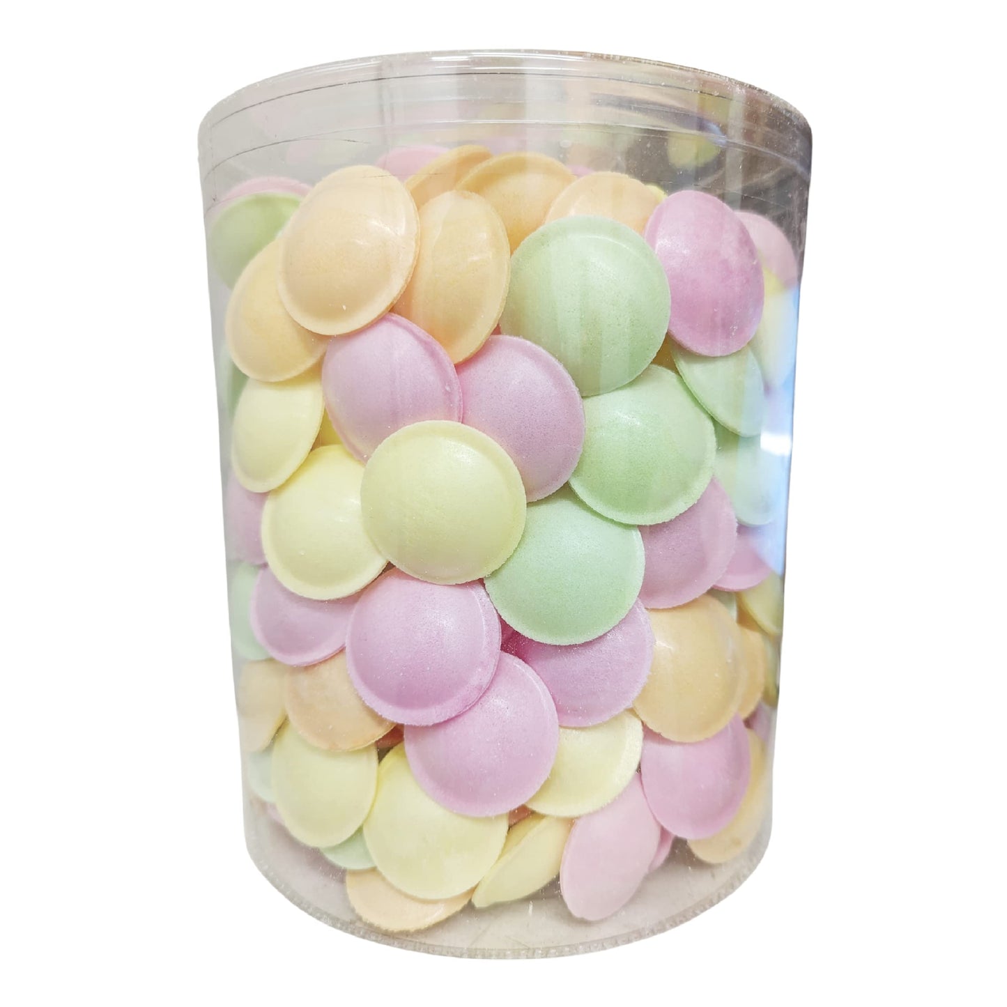 Frisia Flying Saucers Sweets Bulk - 375g Citric Wafers with Fruit Flavours Fizzy Sweets Tub with Topline Card. Gluten Free Kids Sweets for Birthday, Party Bag Fillers.