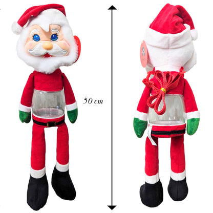 Kids Sweets Gift for Christmas - Cute Santa Candy Jar Doll Backpack Treat Bag. Christmas Chocolate, Cookie Jar for Stocking Fillers, Secret Santa Gifts, Christmas Gifts for Kids