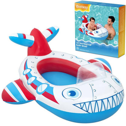 Pool Inflatables Swimming Floats for Children - Airplane Design Baby Navigator Boat Swimming Pool Outdoor Toys. Inflatable Boat Pool Float with Topline Card. Great for Birthday Gifts, Garden Games