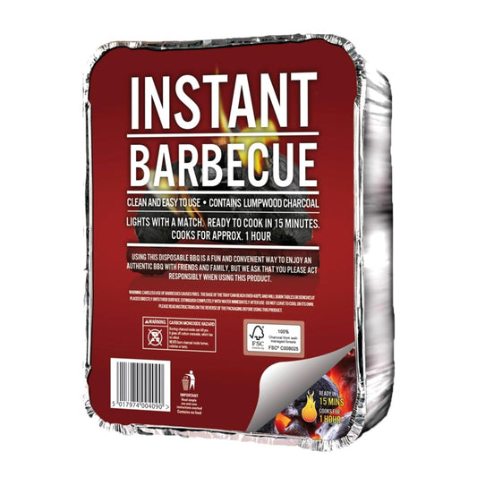 Topline Disposable Portable Charcoal BBQ Grill Tray - Instant Light, Ideal for Outdoor Cooking, Picnics, Camping, Fishing or Garden Parties