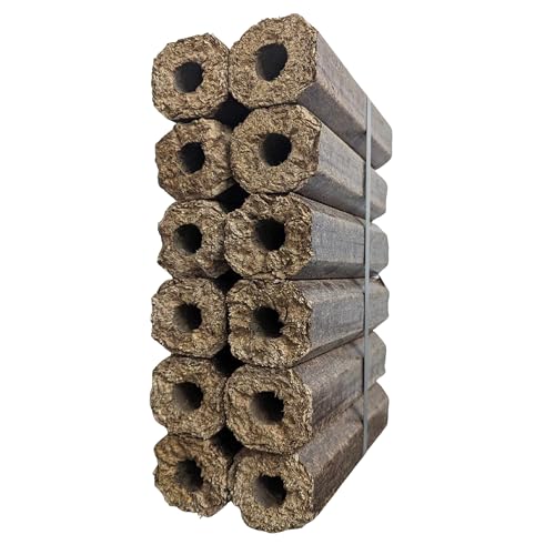 Topline High Energy Heat Logs - Pack of 36 Ultra Dry Compressed Wood Fuel Logs with Wood Wool Firelighters. Great for Wood Burners, Open Fires and Multi-Fuel Stoves. Planet-Friendly Wood Briquettes.