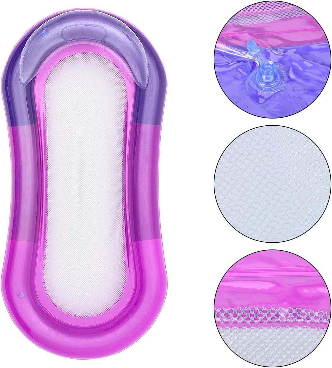 Sun Lounger Float Pool Inflatables - Purple Pool Aqua Lounger Air Bed & Heavy Duty Patch Repair Kit with Topline Card. Pool Float Water Hammock for Swimming Pool, Beach Games