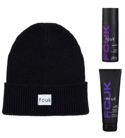 Beanie Hat Vintage Set - Body Spray, Body Wash & Beanie Hat Mens Gift Set for Christmas Gifts, Stocking Fillers, Secret Santa Gifts for Him, Dad Gift with Topline Card