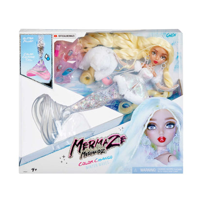 Mermaze Mermaidz Winter Waves Gwen Mermaid Doll with Color Changing Fin & Glitter Tail