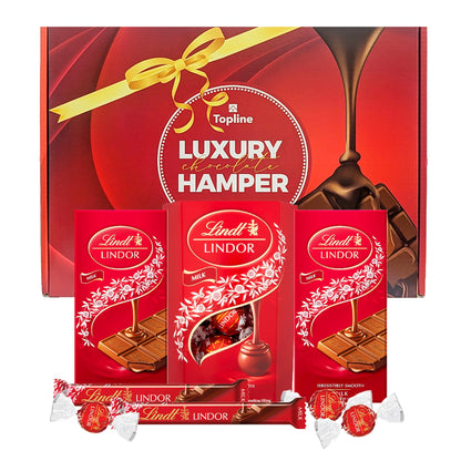 Lindt Milk Chocolate Hamper for Birthday Gifts - Lindor Assortment of 200g Smooth Truffles, 2 x 100g Chocolate Bars & 2 x 38g Treat Bars. Great Chocolate Gift for Mothers Day, Fathers Day, Christmas