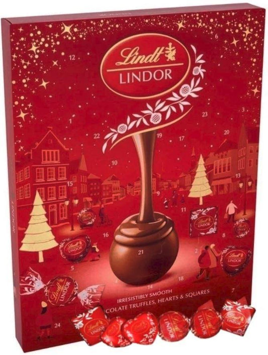 Milk Lindt Chocolate Advent Calendar 2026 - Luxury Red 24 Days Christmas Countdown Calendar 235g