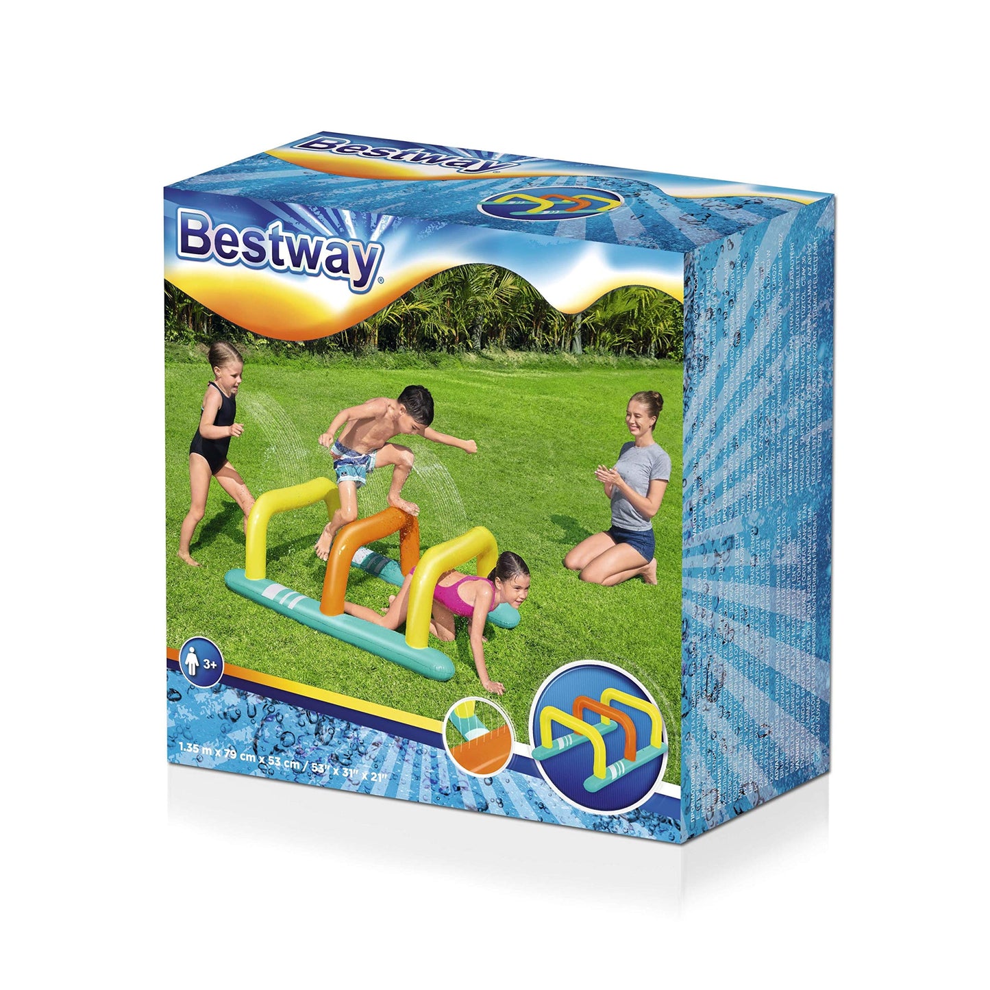 Bestway 52383 BW52383 Inflatable Sprinkler Tunnel for Kids, Water Obstacle Course, Multicolour