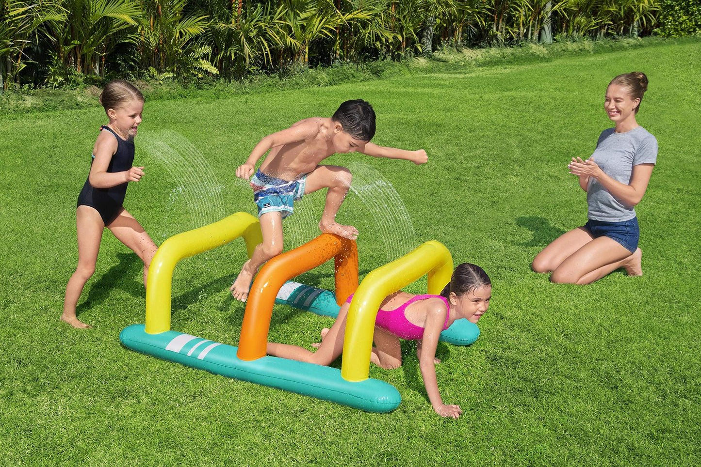 Bestway 52383 BW52383 Inflatable Sprinkler Tunnel for Kids, Water Obstacle Course, Multicolour