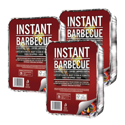 Disposable Portable BBQ Grill Tray - Pack of 3 Instant Light Charcoal Barbecues Grill Tray with Topline Card for Garden BBQs, Camping BBQ, Fishing or Picnic set