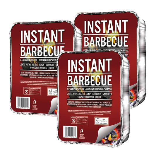 Disposable Portable BBQ Grill Tray - Pack of 3 Instant Light Charcoal Barbecues Grill Tray with Topline Card for Garden BBQs, Camping BBQ, Fishing or Picnic set