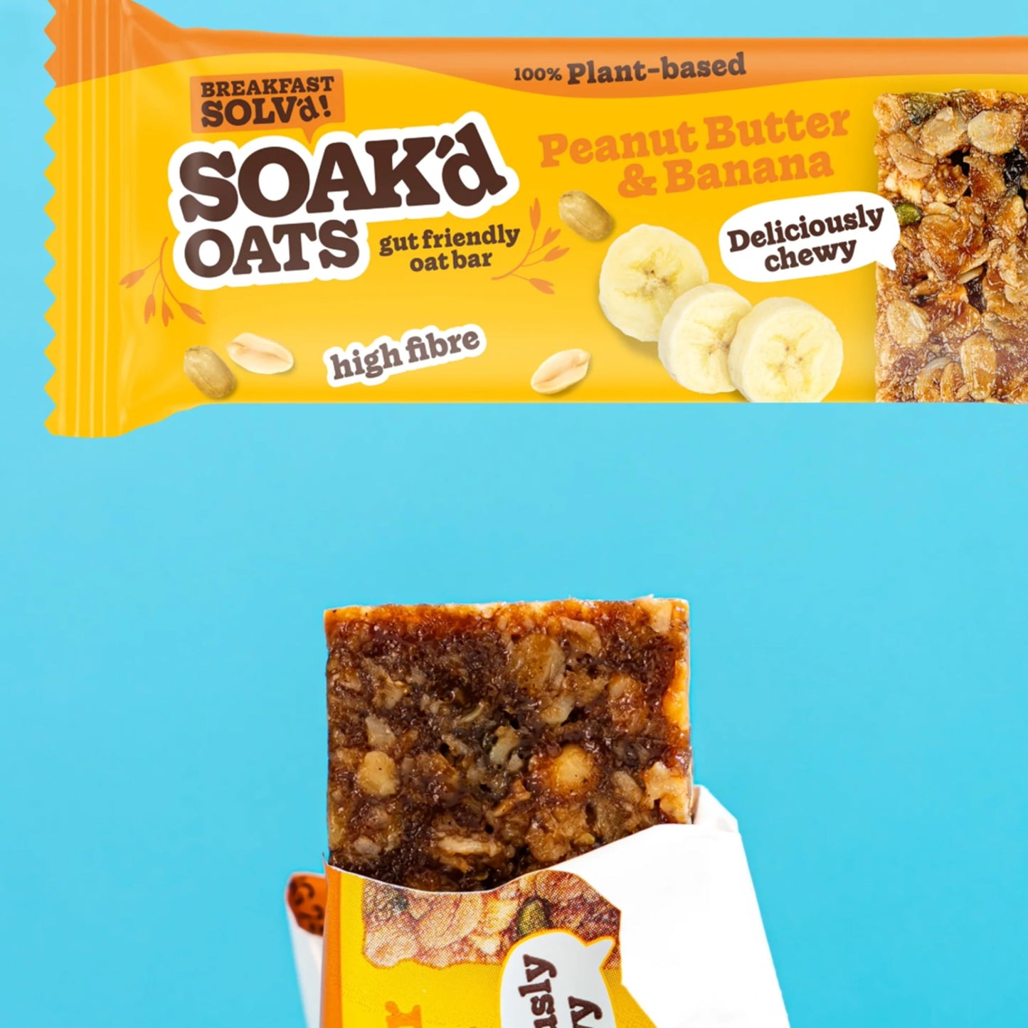 SOAK'd OATS Healthy Breakfast Bars - Box of 16 x 42g Gluten Free Baked Flapjack Healthy Snacks