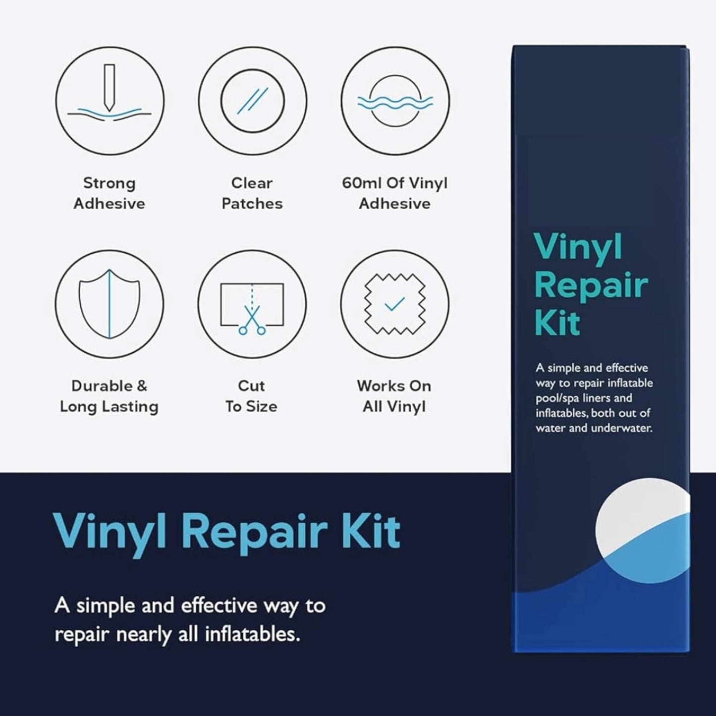 Topline Swimming Pool & Hot Tub Vinyl Repair Kit Pack of 2