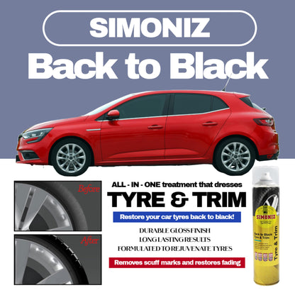 Car Shampoo & Tyre Shine Bundle - Simoniz Dual Action Car Wash Shampoo with Carnauba Wax 5L, Back to Black Tyre Shine Spray 600ml & Large Foam Sponge for Intensive Long Lasting Cleaning with Card