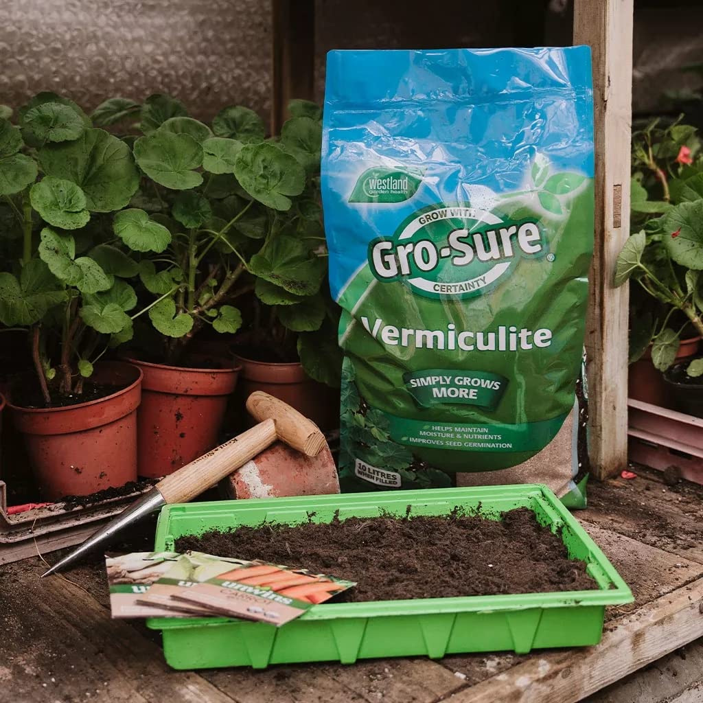 Topline Horticultural Garden Plants Vermiculite Bulk Buy - Pack of 2 x Gro-Sure Vermiculite 10L Bags Card. Ideal for Indoor or Outdoor Plants Potting Compost, Retain Water & Nutrients in Soil.
