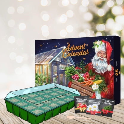 Seeds Advent Calendar 2024 for Garden Gifts - 24 Days Christmas Countdown Advent Calendar with Flower, Vegetable, Herbs Seeds & Greenhouse Grow Kit Birthday Gifts.