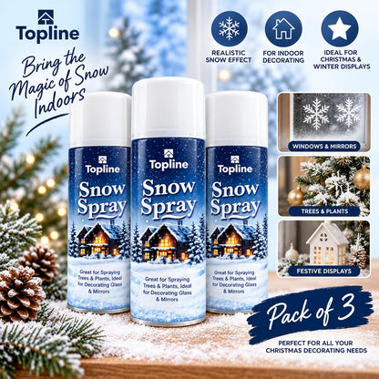 Artificial Snow Spray for Window Art - Pack of 3 x 85ml Snow Spray