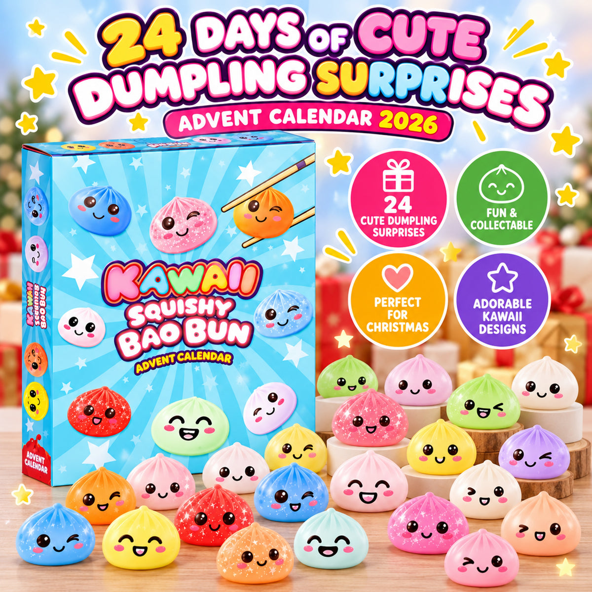 Dumpling Squishy Advent Calendar 2026 for Kids – 24 Days of Cute Dumpling Surprises