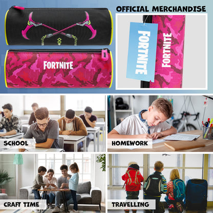 Fortnite Pencil Case, Barrel Pencil Cases for Kids, Gifts for Boys, Back to School Supplies for Gamers