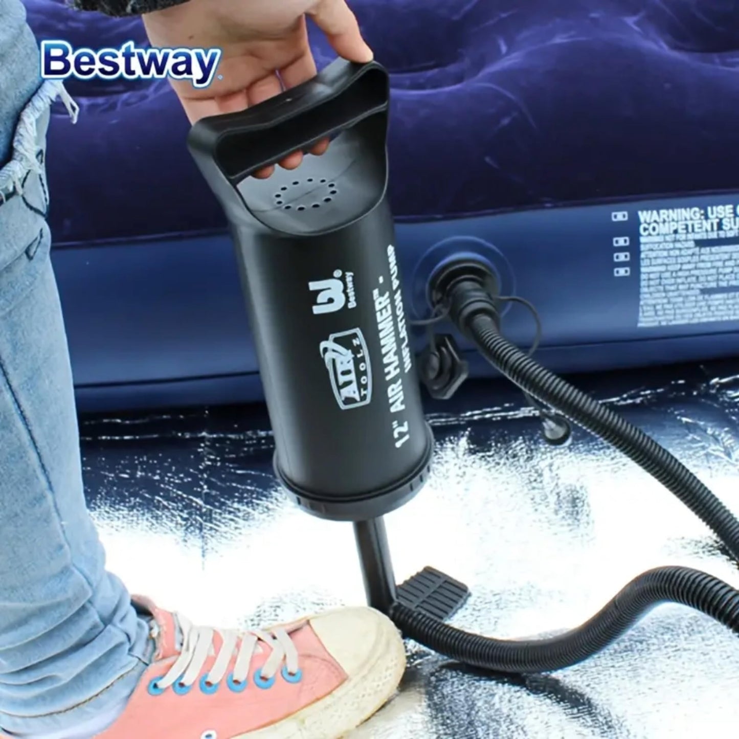 Blue Inflatable Bed King Size with Air Pump