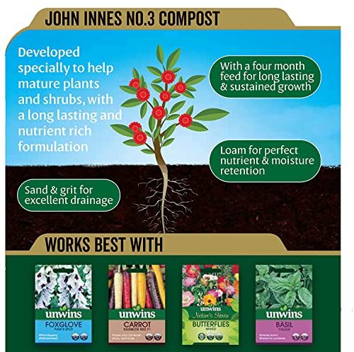 Westland Peat Free Garden Compost - John Innes No3 Mature Plant Potting Seedling Compost 10L Bag with Topline Card for Outdoor & Indoor House Plants.