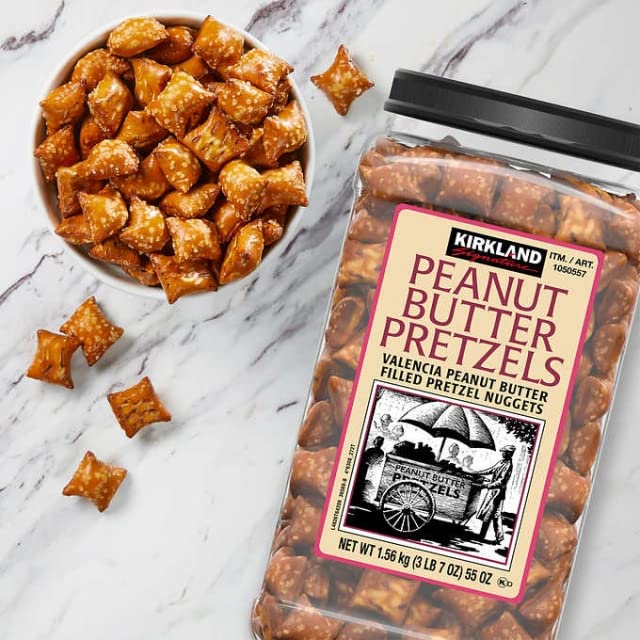 Kirkland Signature Pretzels Sweets Bulk - Peanut Butter Filled Pretzel Nuggets 1.56kg Party Food Sweet Treats with Topline Card for Kids Lunchbox Snacks, Movie Nights or Birthday Parties.